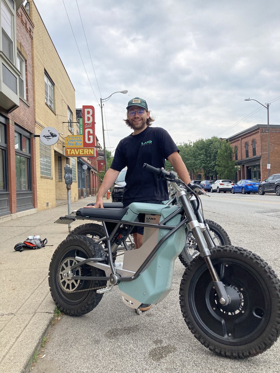 Evan Painter of Land Moto. Met Evan who is Lead Designer at Land while at Duck-Rabbit Coffee in Cleveland. He told me the new CLE e-bike/motorcycle hybrid co.he is helping to create with CEO Scott Colosimo is located at West 65th St.  landmoto.io Photo: July 17, 2022.