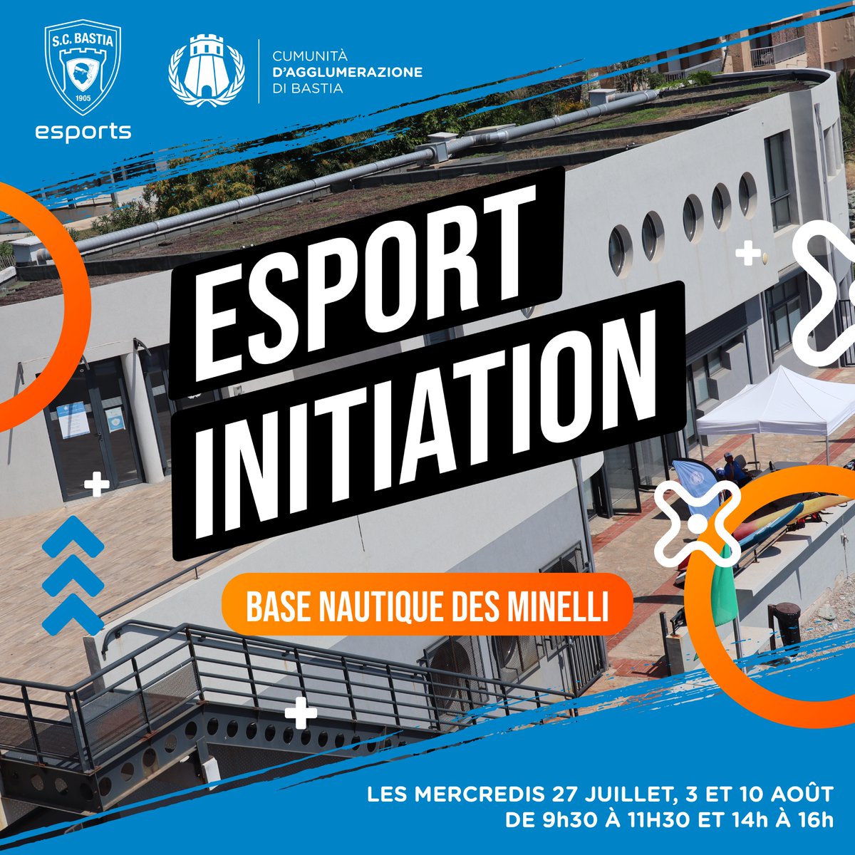 AggloBastia's tweet image. #SCBESPORTS 🔵⚪️
🎮 ​La CAB en partenariat avec la section Esport du @SCBastia 
 vous propose 3 séances d&apos;initiation / découverte gratuite durant l&apos;été à la base nautique des Minelli !
 
📆Les mercredis 3 &amp;amp; 10/08
De 9h30 à 11h30 et 14h à 16h

+ d&apos;infos : 04 95 34 34 26