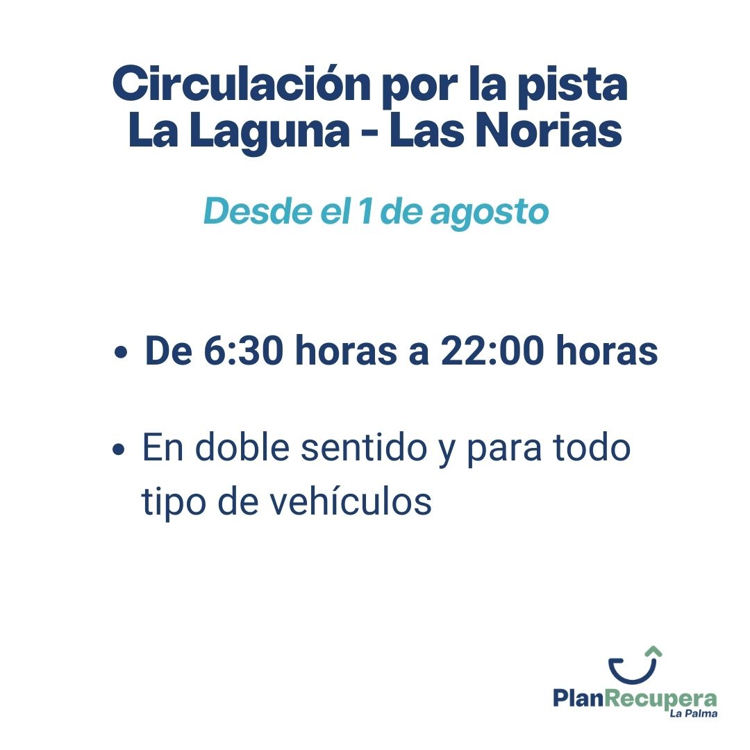 📌Desde el próximo lunes, 1 de agosto, ampliamos el horario de circulación de la pista entre La Laguna y Las Norias, en doble sentido y para todo tipo de vehículos 

cabildodelapalma.es/es/el-cabildo-…

#RecuperarLaPalma