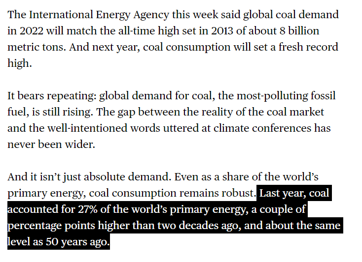 TheStalwart's tweet photo. This may be even more astonishing than just the rising demand for coal.

Even as a share of total energy consumption, it's still going strong, despite all of the efforts to diminish the industry https://t.co/e6sSRsNO02 from @JavierBlas https://t.co/BXHG6EkszG