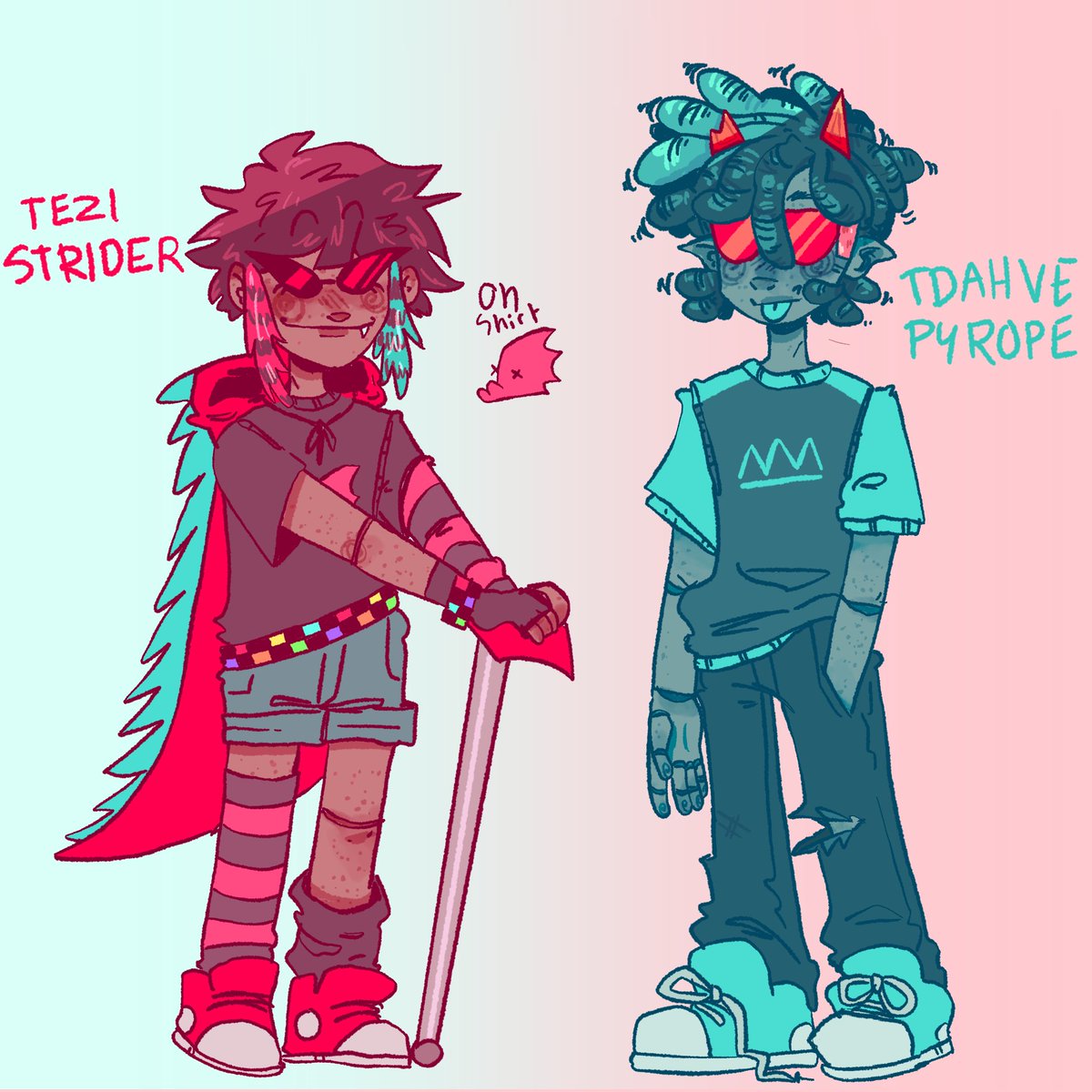 vincentzany's tweet photo. Daverezi swap B) #daverezi #homestuck #homestuckfanart #originaldesign #fanart #art  #fanartist #davestrider #tezistrider #tdahvepyrope #terezipyrope https://t.co/K7vIHMHqYv