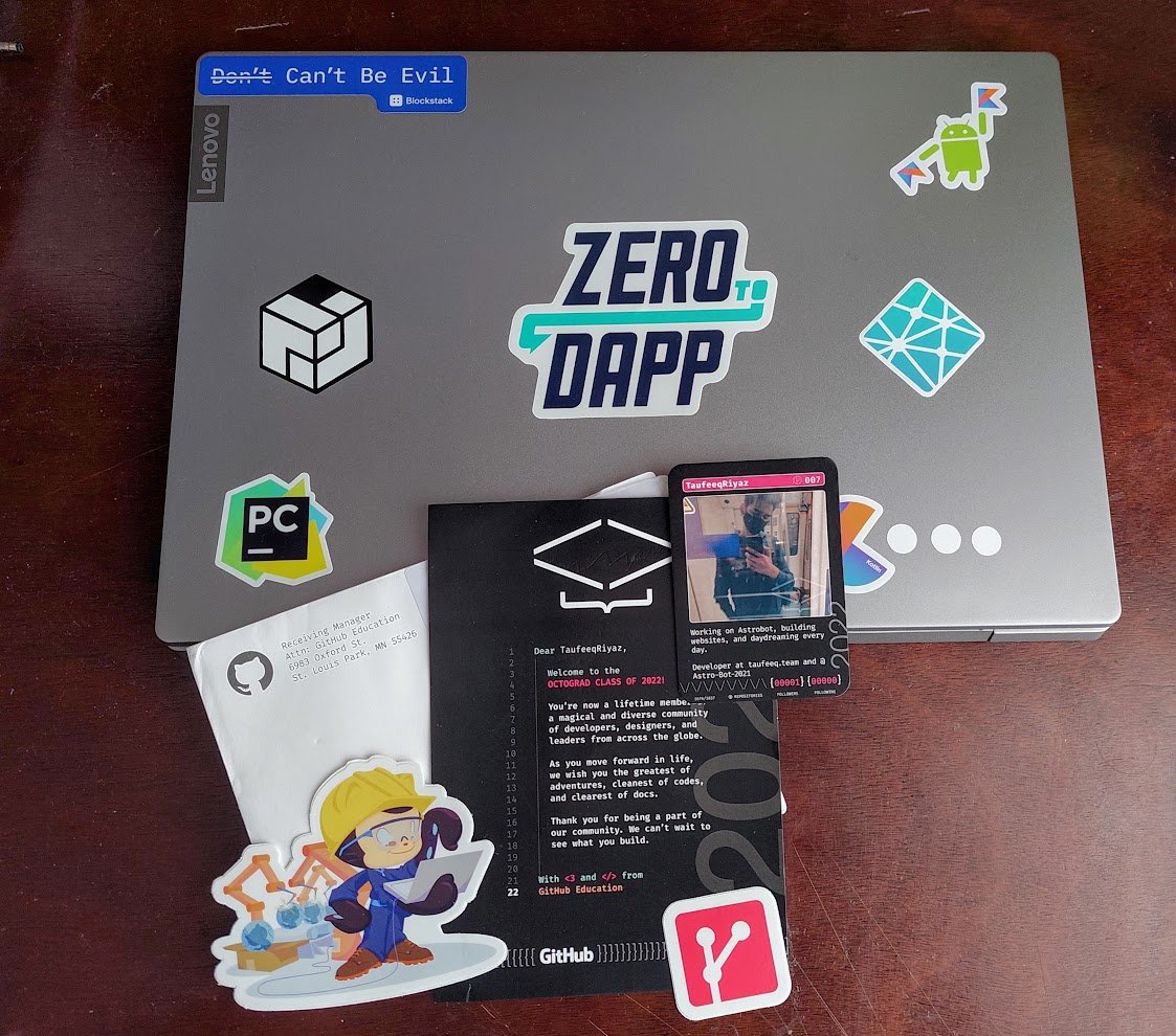 0xtaufeeq's tweet image. receiving dev swags is the best feeling.
#githubgraduation