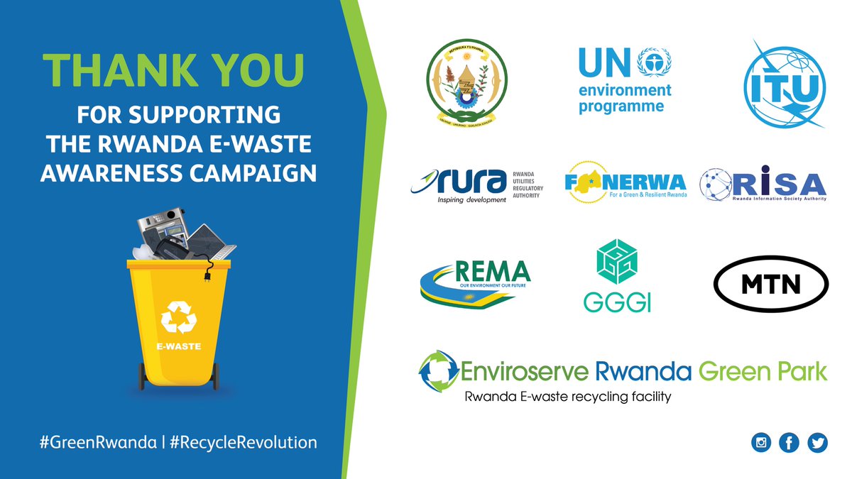 Thanks to all partners who have made the Rwanda e-waste awareness campaign a success. 

Thank you for supporting this vital initiative and playing a part in building a healthier and greener tomorrow.

#GreenRwanda 🇷🇼🌿 | #RecycleRevolution ♻️