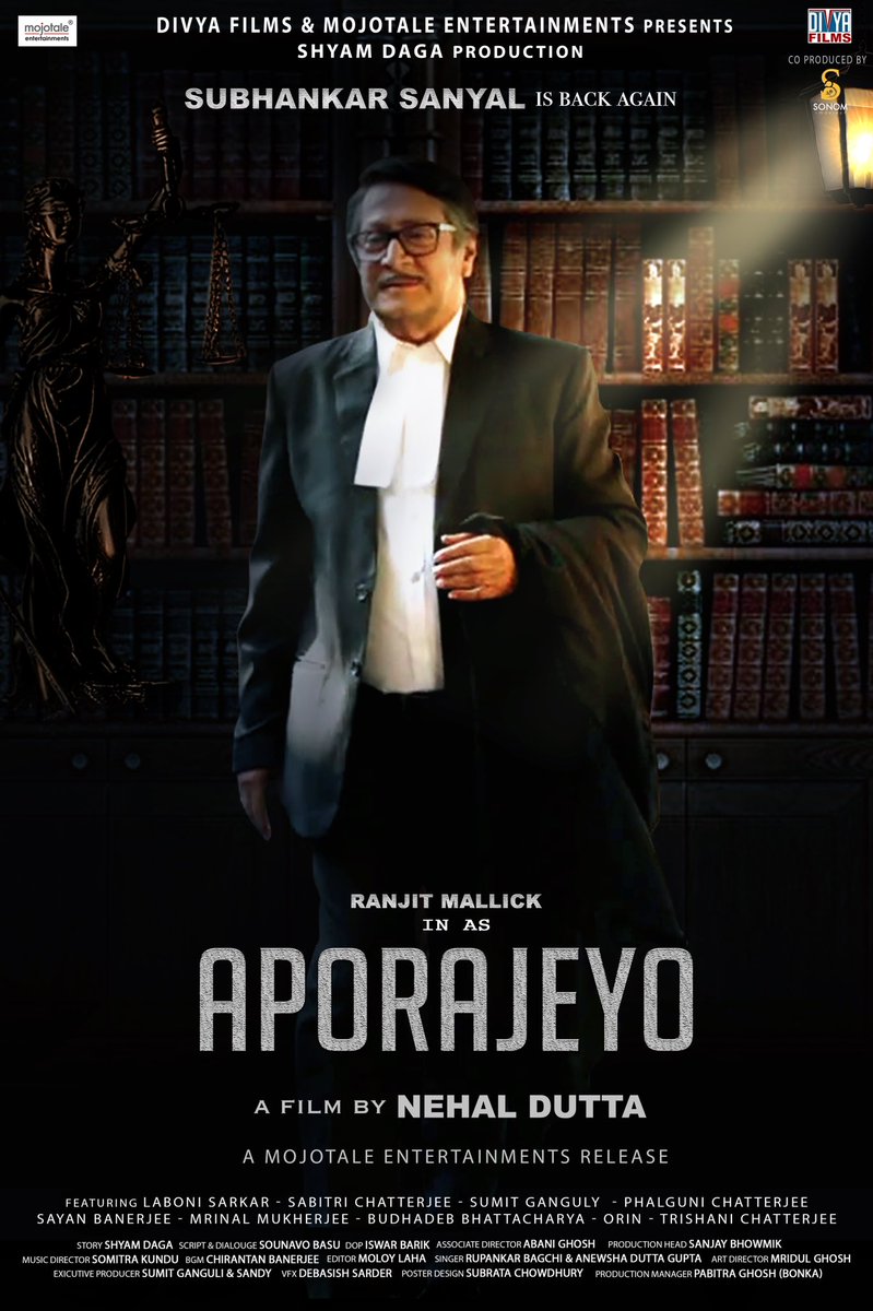 mojotale's tweet photo. শুভঙ্কর সান্যাল is back!
Presenting the official poster of #Aporajeyo.
.
#ReleasingSoon
#aporajeyo #ranjitmullick #mojotale #অপরাজেয় #sabitrichatterjee
#labonisarkar #nehaldutta https://t.co/PCCF49bcn4