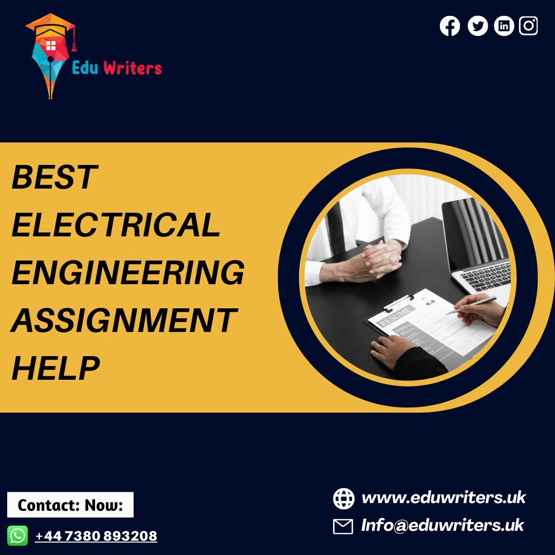 Eduwritersteam's tweet image. Be confident! Because you choose our Electrical Engineering Assignment help Services.
Order your task Now:
#electricalengineering #electricalengineeringassignment #electricalengineeringassignmenthelp #writingassignment #writinghelp #assignmenthelp #assignments #help #eduwriters