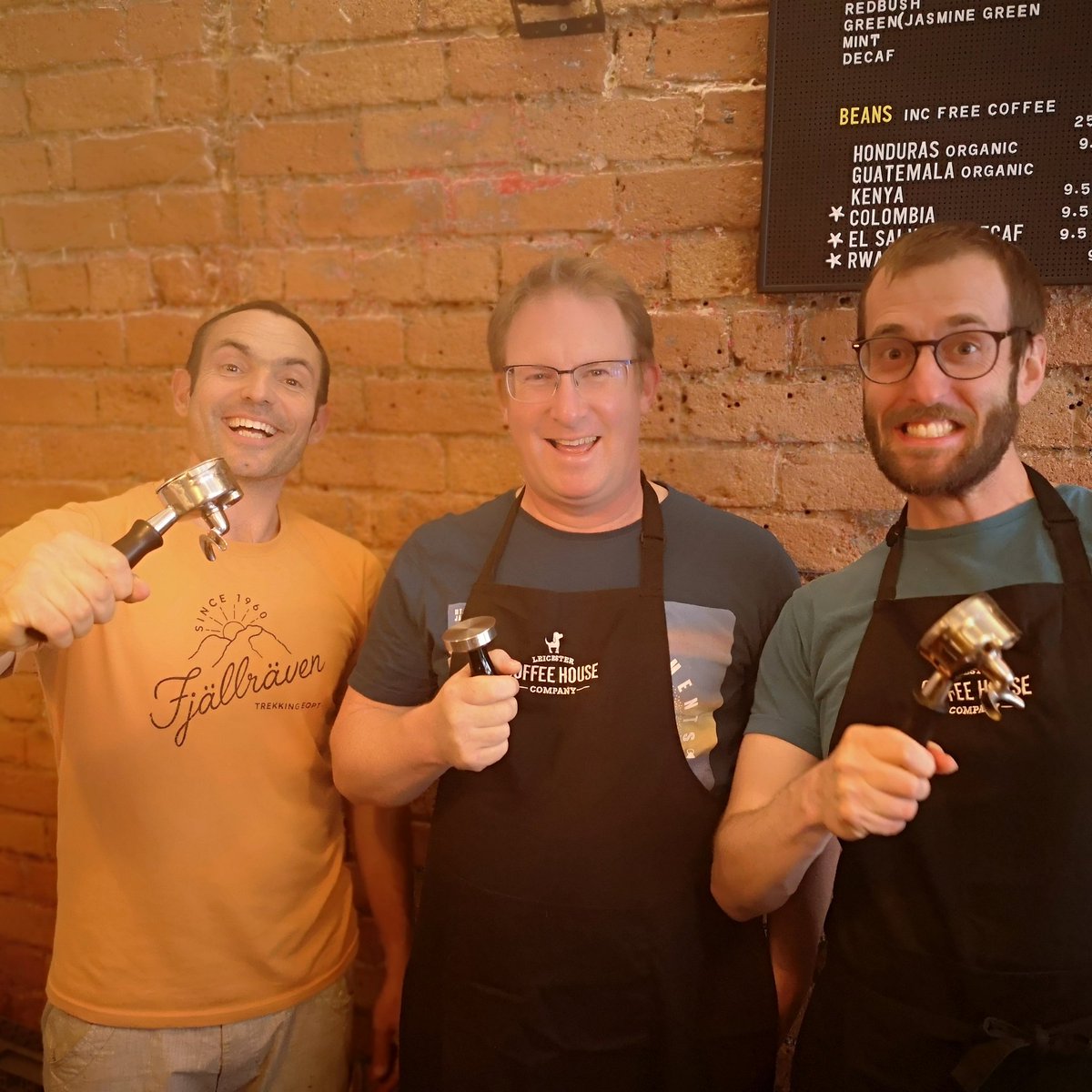 leicestercoffee's tweet photo. Well these guys meant business last night! Shown here ready to start their barista workshops. They certainly enjoyed themselves & demonstrated a sophisticated palate recognising the flavours in our beans. Well done guys!
#baristaskills
#learnbydoing
#funwithcoffee https://t.co/bdrpBUxhh4