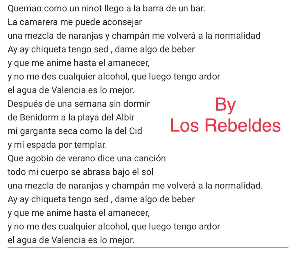dperisd's tweet photo. Para desconectar en La Terreta. Bueno recordar el “Agua de Valencia”, la bebida y la canción de @losrebeldespaginaoficial porque “el Agua de Valencia es lo mejor”. #desconect (pero poco😜 que se vienen cosas apasionantes🤔). 

https://t.co/oD5scXC5aj https://t.co/ucOrHh0Bmz