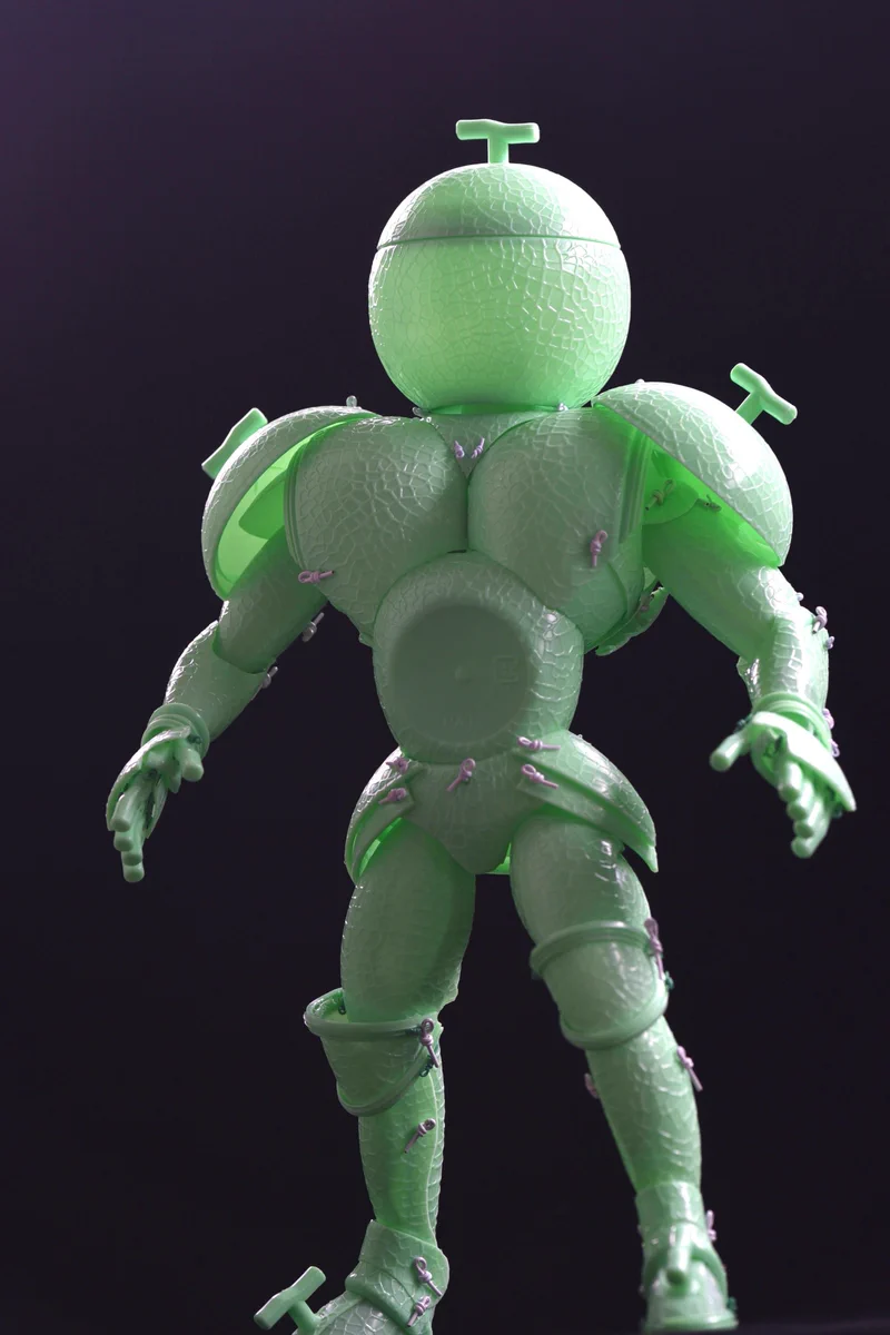 懐かしメロンシャーベットの容器！？で作った人形がクオリティ高い。