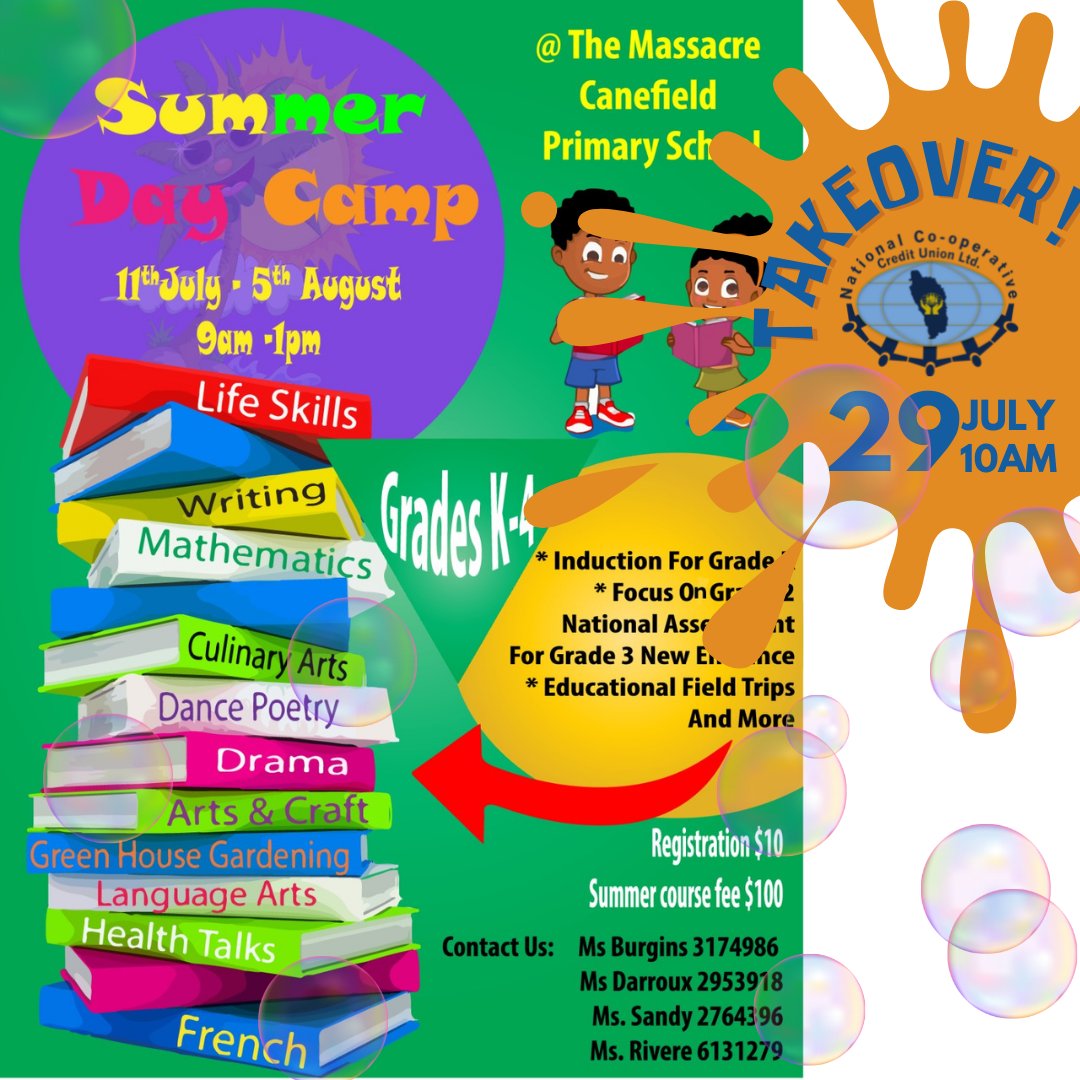 What time is it? #SummerCamp takeover time! What a month it has been ... but it's not over yet! Massacre Canefield Primary School the #NCCU is on its way to you! #YouthMonth #funducation #takeover
