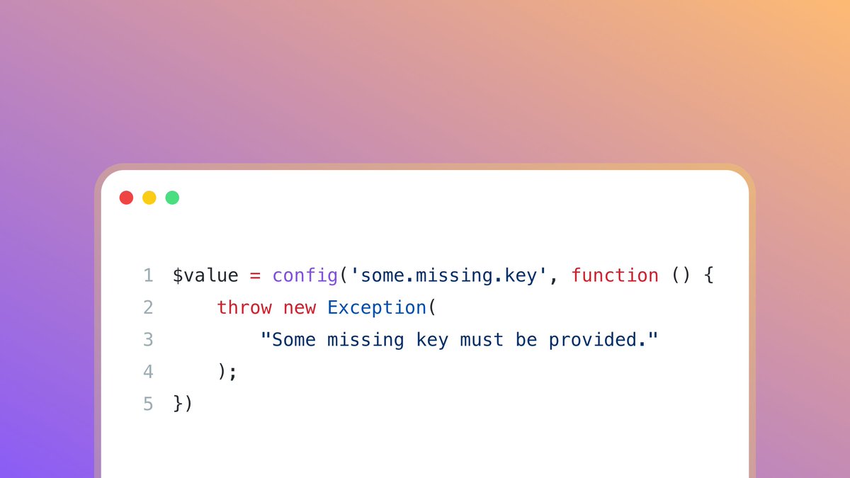 You can provide closures into the $default value in Laravel's config helper