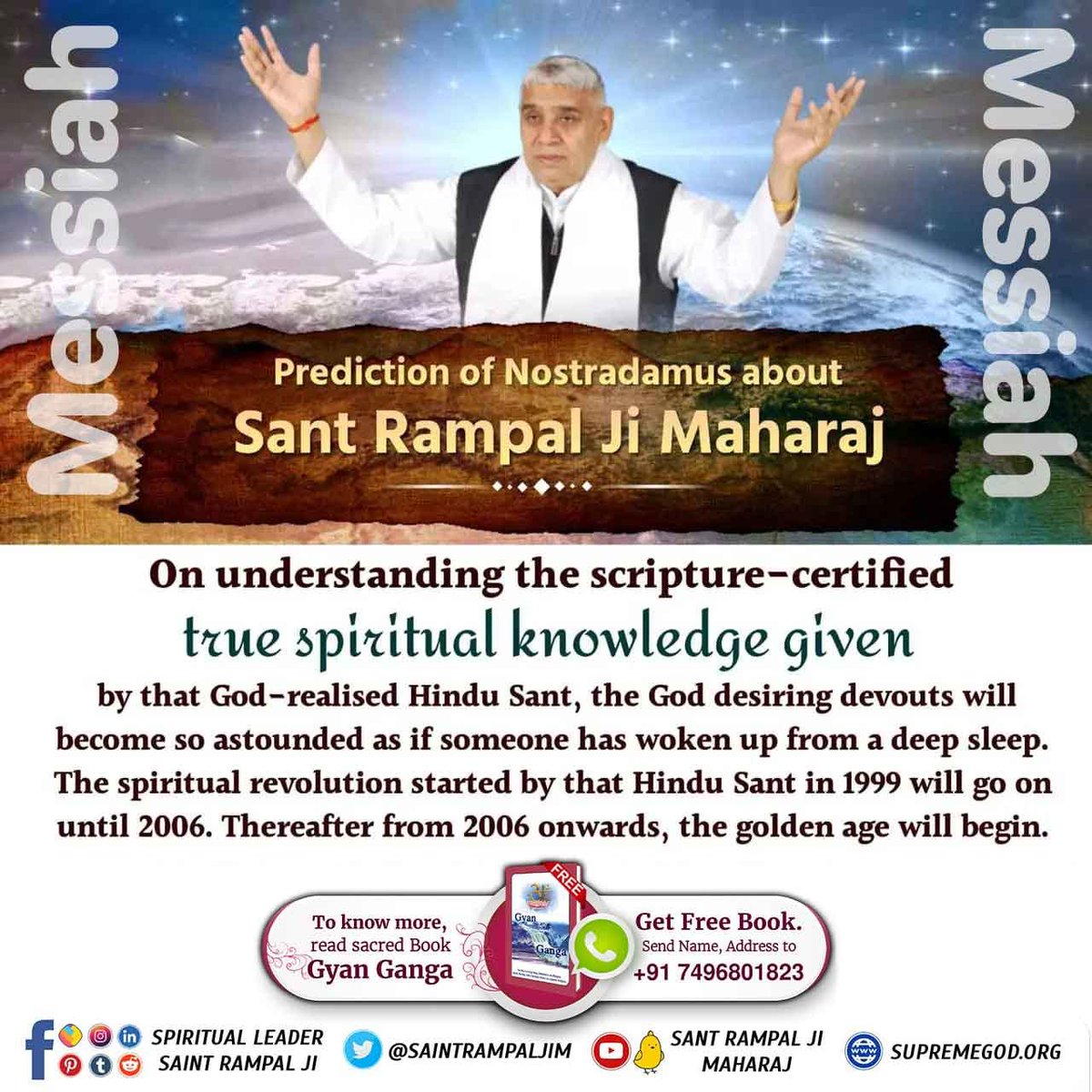 #Prophecies_About_SantRampalJi 
Sant Rampal Ji Maharaj, the incarnation of the Supreme God Kabir Saheb ji

Sant Rampal Ji Maharaj is building a dowry free, drug free and superstition free India.