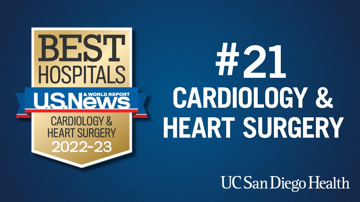 UC San Diego Cardiology Fellows (@ucsdcardfellows) on Twitter photo Delighted to share our designation as #21 in Cardiology and Heart Surgery by <a href="/usnews/">U.S. News & World Report</a> !! Delighted to share our designation as #21 in Cardiology and Heart Surgery by <a href="/usnews/">U.S. News & World Report</a> !!
