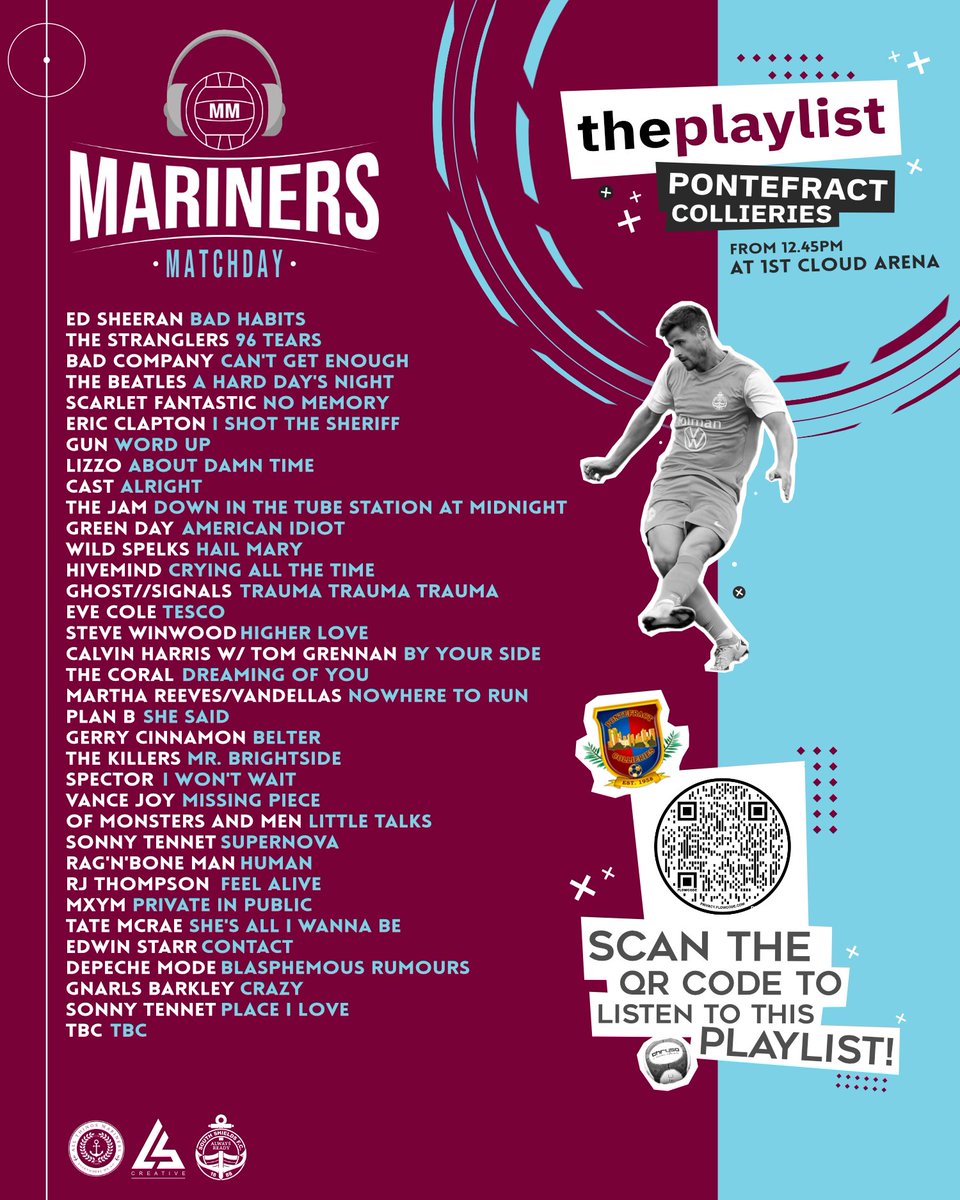 Tomorrow. Game starts at 3pm. Music at 12.45pm @SouthShieldsFC v @PonteCollsFC . Plenty of local toons: @WildSpelks,@hivemind_uk,new one from @ghostsignalsx,Eve Cole (@pudmusicc),@sonnysocials, @MXYMusic and another play for the excellent @rjthompsonmusic
 .....#UTM