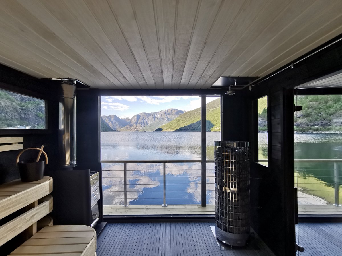 Located in one of the world's most spectacular fjord landscapes, the floating sauna FJORD SAUNA offers an authentic and sustainable nature and recreational experience. For more information and booking:bit.ly/3O2QWHt
 #flåm  #sauna  #visitsognefjord  #fjordsauna