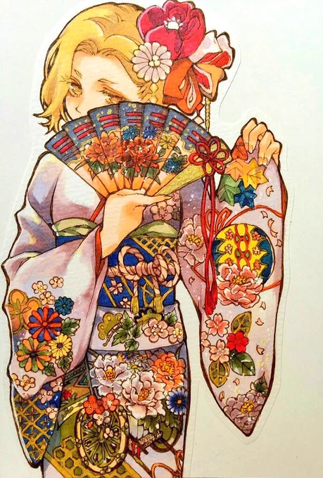 #見た人は4年前後前の絵を晒す  2018年頃の作品たち 着物絵に目覚めた年かな 戌年だったので犬っぽいポケモン