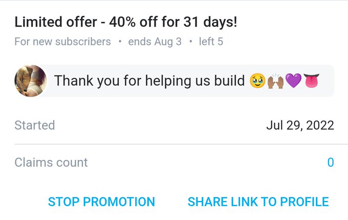 Next 5 subs get a discount!! Hurry up and catch it 😉😈🫦🥰✨ https://t.co/muHOsj4Ib6 #discount #limitedoffer<a href="/tag/discount"class="tags"><span>#discount</span></a><a href="/tag/tattooed"class="tags"><span>#tattooed</span></a><a href="/tag/sexycouple"class="tags"><span>#sexycouple</span></a><a href="/tag/limitedoffer"class="tags"><span>#limitedoffer</span></a>