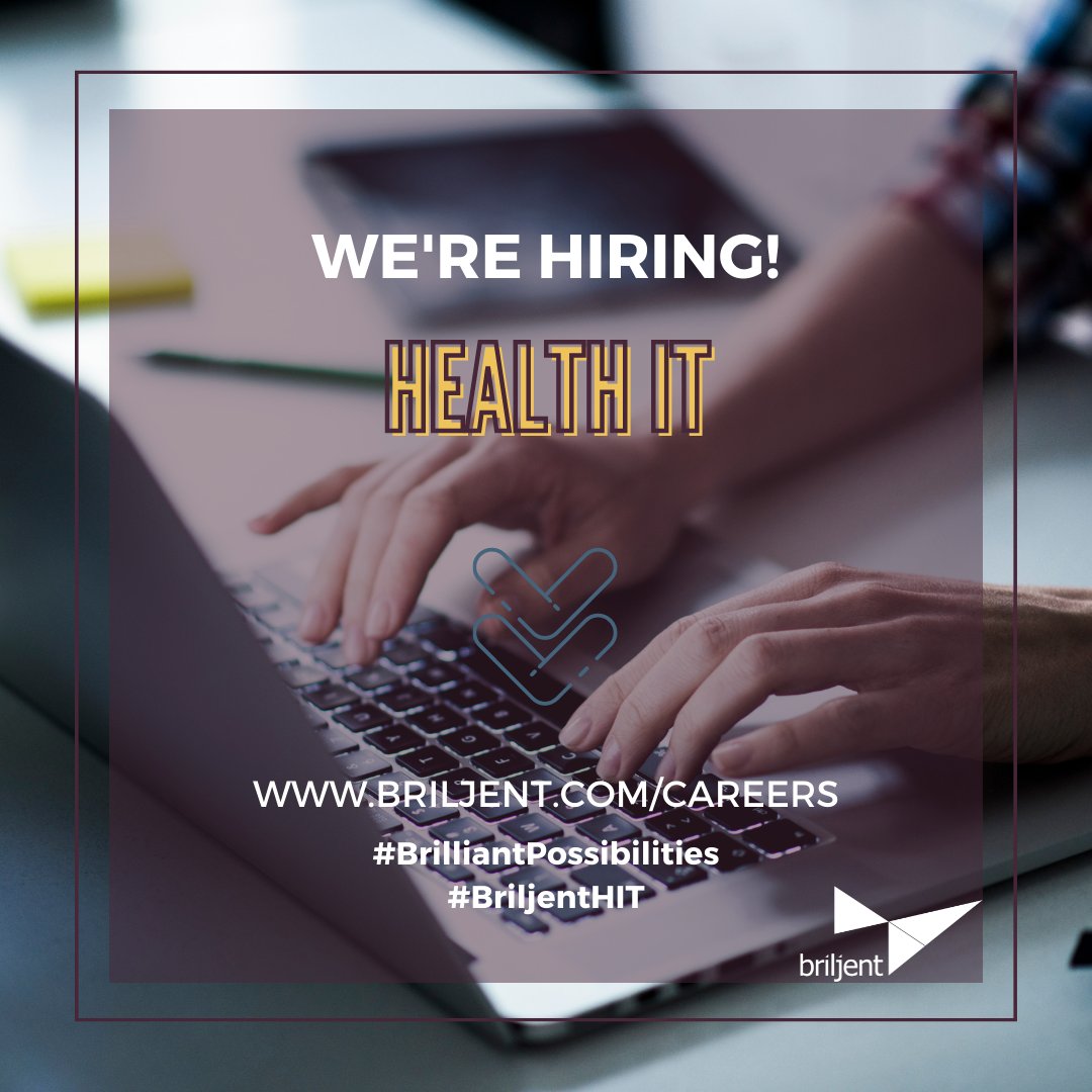 Friday Job Drop! We're #hiring for two #WorkFromAnywhere positions in our #HealthIT practice area!

HIT Senior Consultant plans and implements solutions
👉 ow.ly/OEtN50K5v4c

HIT Senior Analyst works with business client teams
👉 ow.ly/SQEe50K5v4b

#BriljentHIT