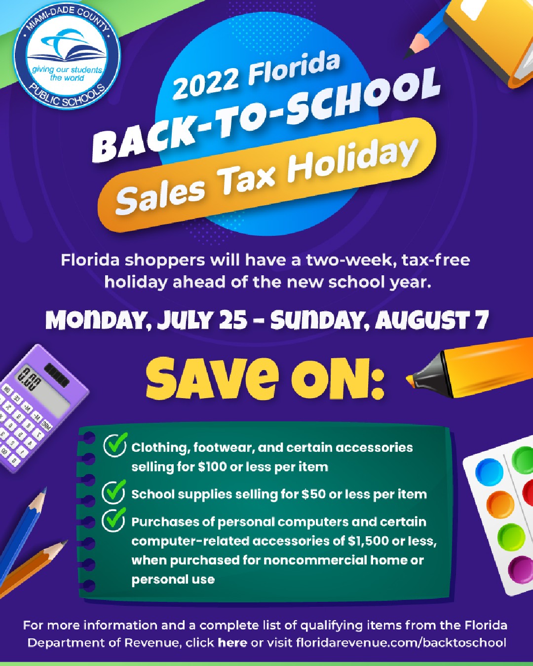 MiamiDade Schools on Twitter "The Florida BacktoSchool Sales Tax