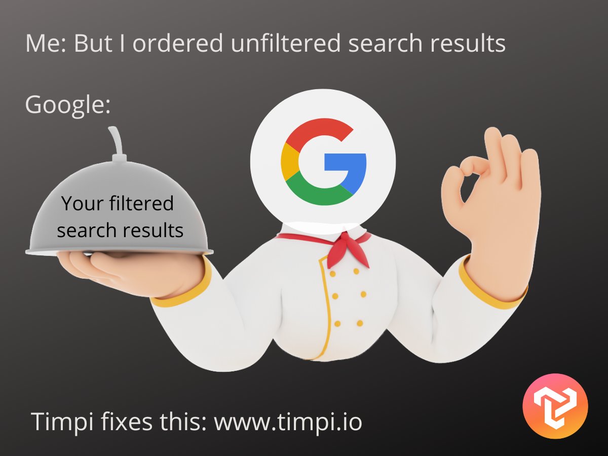 rigduud's tweet photo. When you "#Google" fries but get potatoes instead 😬 Bon appetit!
@Timpi_TheNewWay gives you real search results without manipulation ✅
#searchfree #BigTech #seo #googleads $timpi $kda $flux https://t.co/0W1sJolG42