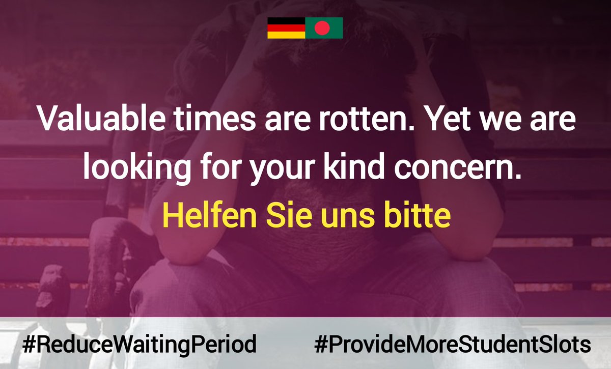 AkZilan07's tweet photo. Universities asking for physical enrollment but we are bound to this waiting period.
Warten auf eine positive Bewegung
@GermanEmbassyBD 
@MdShahriarAlam
H.E.@GerAmbBD
@JRJanowski85
@BDMOFA
@AKAbdulMomen
Reduce Waiting Period
#ProvideMoreStudentSlots https://t.co/V3923vgSsu