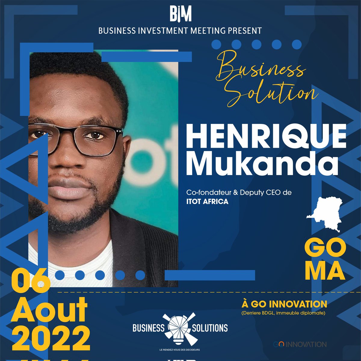 <a href="/mahid_hm/">Henrique Mukanda</a> est Co-fondateur &amp; Deputy CEO de <a href="/ItotAfrica/">Itot Africa</a>
une entreprise qui a pour mission de créer et de ramener de l'emploi en rdc grâce aux compétences numériques.
Retrouvez le lors du #BusinessSolution pour un échange et mise en relation.
#BIM #itotafrica #BusinessSolution #RDC