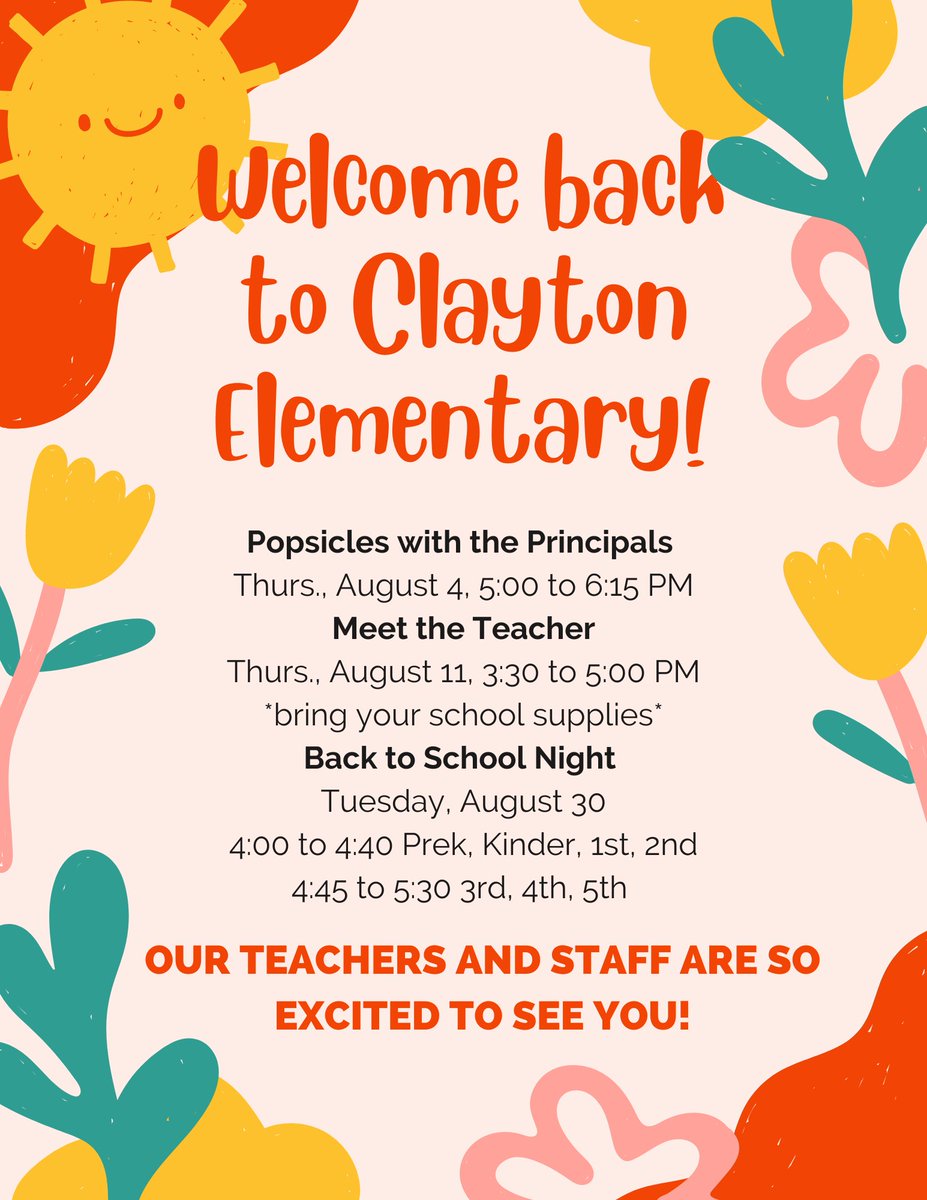 We cannot wait to welcome our students and families back to Nan Clayton! ❤️