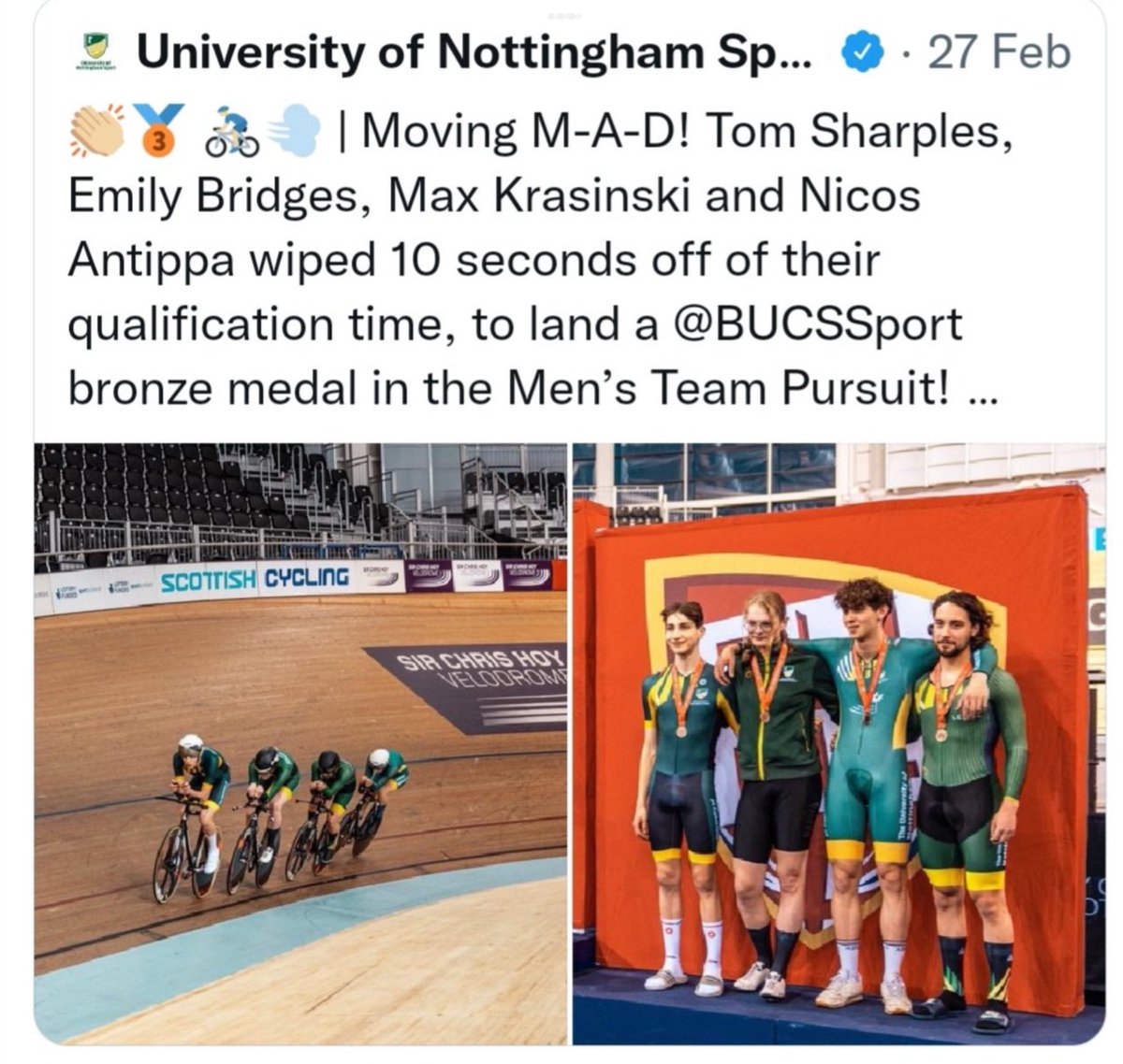 coccinellanovem's tweet image. This is what actual “equality, diversity &amp;amp; inclusion” &amp;amp; looks like : Emily Bridges racing in the Men’s team.

Why are Men so intolerant of including all Males in their own category?

Why do you think fairness for Female competitors should be ignored?