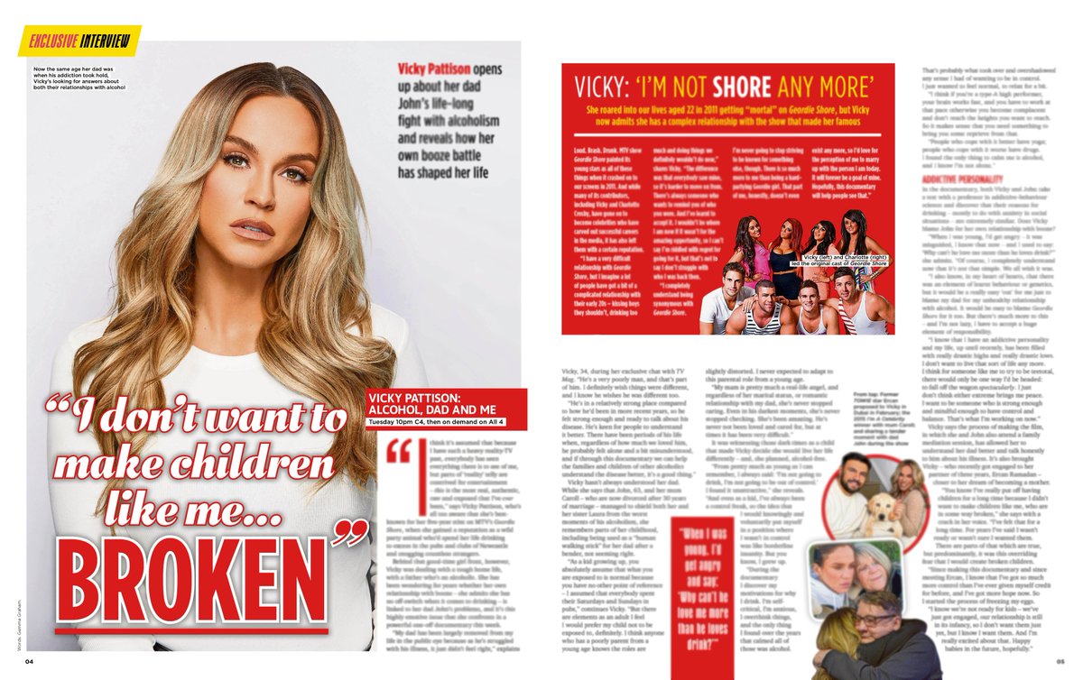 TheSunTVMagEd's tweet image. In tomorrow's #TVMag, @VickyPattison admits this is "the most real, authentic, raw and exposed that I’ve ever been” as she opens up in an exclusive interview ahead of her powerful, important @Channel4 documentary #AlcoholDadAndMe