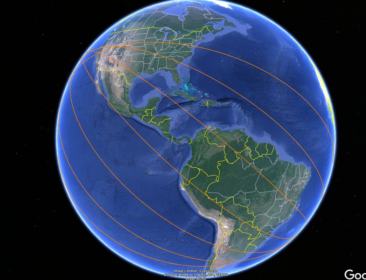 EarthquakeChil1's tweet photo. Cohete Chino fuera de control 🔴 Algoritmo a las  3 zonas en Chile donde la probabilidad de que caiga el #CZ5B no es cero: https://t.co/ojeVl6XQW3