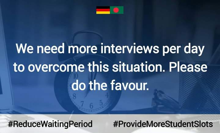 MahinNganj's tweet photo. The situation is getting worse and students are becoming traumatized due to this waiting period. We are seeking some rays of hope that you can give.
@MdShahriarAlam
H.E.@GerAmbBD
@JRJanowski85
#ReduceWaitingPeriod
#IncreaseStudentVisaInterviews 
#ProvideMoreStudentSlots https://t.co/JJVxBhQfYm