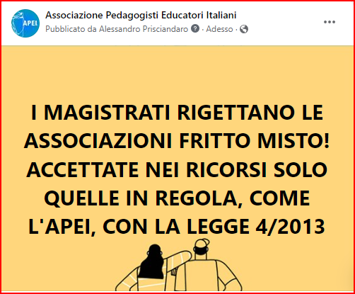 a_prisciandaro's tweet photo. CONDANNATE A PAGARE ANCHE LE SPESE LE ASSOCIAZIONI FRITTO MISTO, LA LORO PRESENZA NEI RICORSI VIENE RIGETTATA DAI MAGISTRATI PERCHE' NON POSSONO RAPPRESENTARE CATEGORIE IN CONFLITTO DI INTERESSE. https://t.co/e2EVuWAbqD