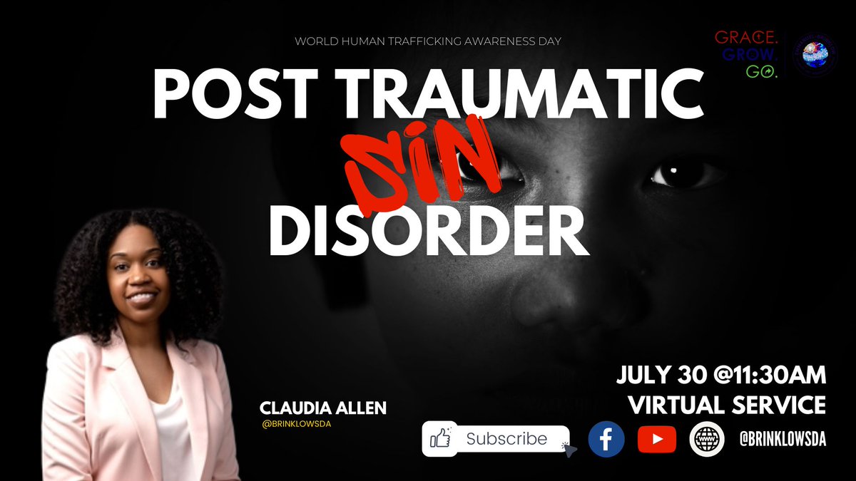 “POST TRAUMATIC SIN DISORDER”. Join us this Sabbath virtually as Claudia Allen brings the word. July 30 at 11:30am, join us online for this amazing service! Make sure that you chat with us and respond to the chat #virtualservice #brinklow #sermon #brinklowsda #virtualchurch