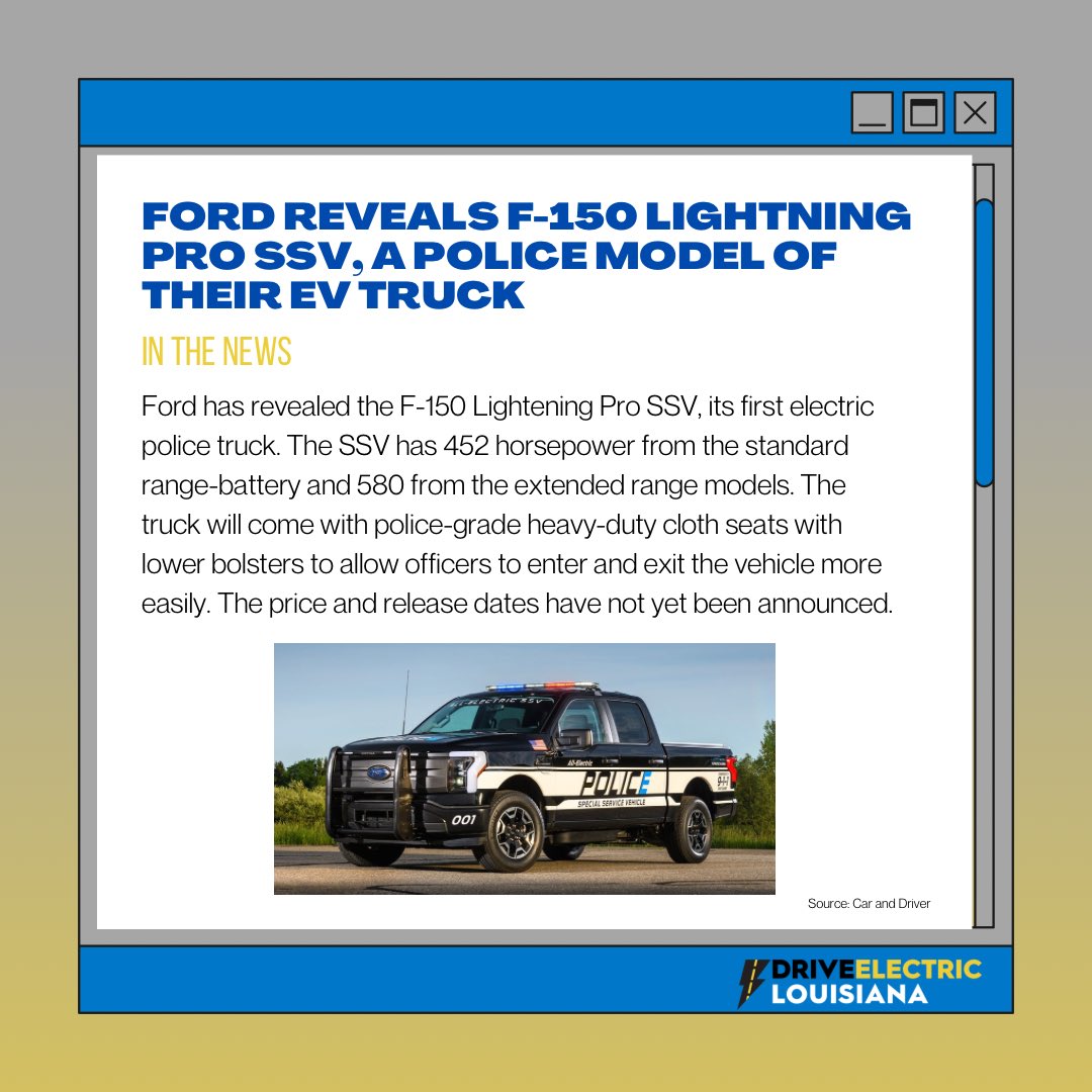 Ford has just reveled its first electric police truck, the F-150 Lightening Pro SSV! #ford #evnews #electricvehicles #dela #driveelectric
