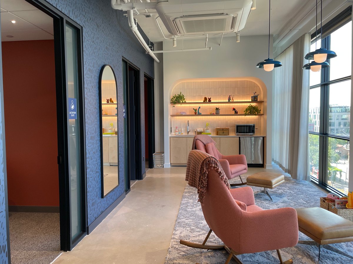 jrc_collins's tweet photo. When the pandemic hit, @atlassian went fully remote. This week, the #AtlassianATX office reopened in a new building all our own. There's a fitness studio, a parent's suite, tons of collaboration space, a wealth of perks, and an homage to an inside joke ... a rooftop pool. https://t.co/BwDwjAJmt9
