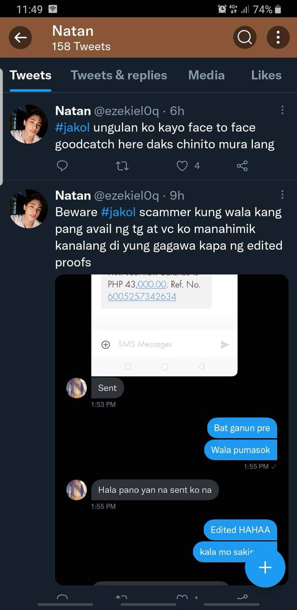 delalter's tweet photo. Ung pa victim xa pero xa naman tlaga scumm3r mag ingat po kau activ pdin acct nya sa pang sscum
#jakol jakol #alter https://t.co/W6BemOGgA6