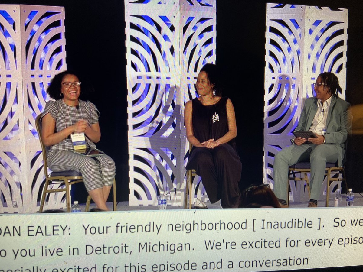 What a joyful moment! The brilliant <a href="/domorisseau/">Dominique Morisseau</a> in conversation with “your friendly neighborhood Black feminists” <a href="/dolorrainepod/">Daughters of Lorraine</a> Daughters of Lorraine podcast. Live-streaming NOW on <a href="/HowlRound/">HowlRound Theatre Commons</a>! <a href="/BlackTheatreAs1/">Black Theatre Association</a> <a href="/ATHE_Theatre/">ATHE</a> #ATHE2022 #BTAStrong 🔥 🔥 🔥