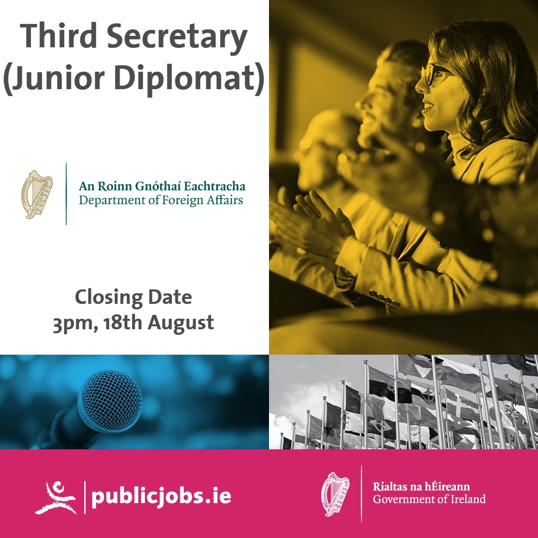 Would you like the opportunity to work abroad? Do you have an interest in developing and implementing Ireland’s foreign policies? @dfatirl is now recruiting for graduate level positions. For more information and how to apply 👉bit.ly/Tw_Org_ThirdSc #CareersThatMatter