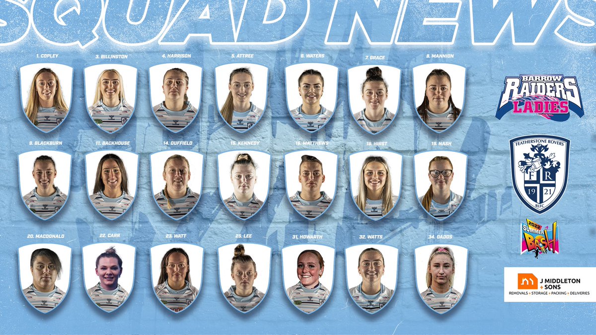 FevRoversRLFC's tweet photo. 👥 SQUAD NEWS | Marie Colley has named her 21-strong squad that are set to make history as the first Rovers Women’s side to play at the #SummerBash as they prepare to take on @BarrowLadies at Headingley Stadium on Sunday!

#UTR | #BlueWall https://t.co/vwCITk4pDA