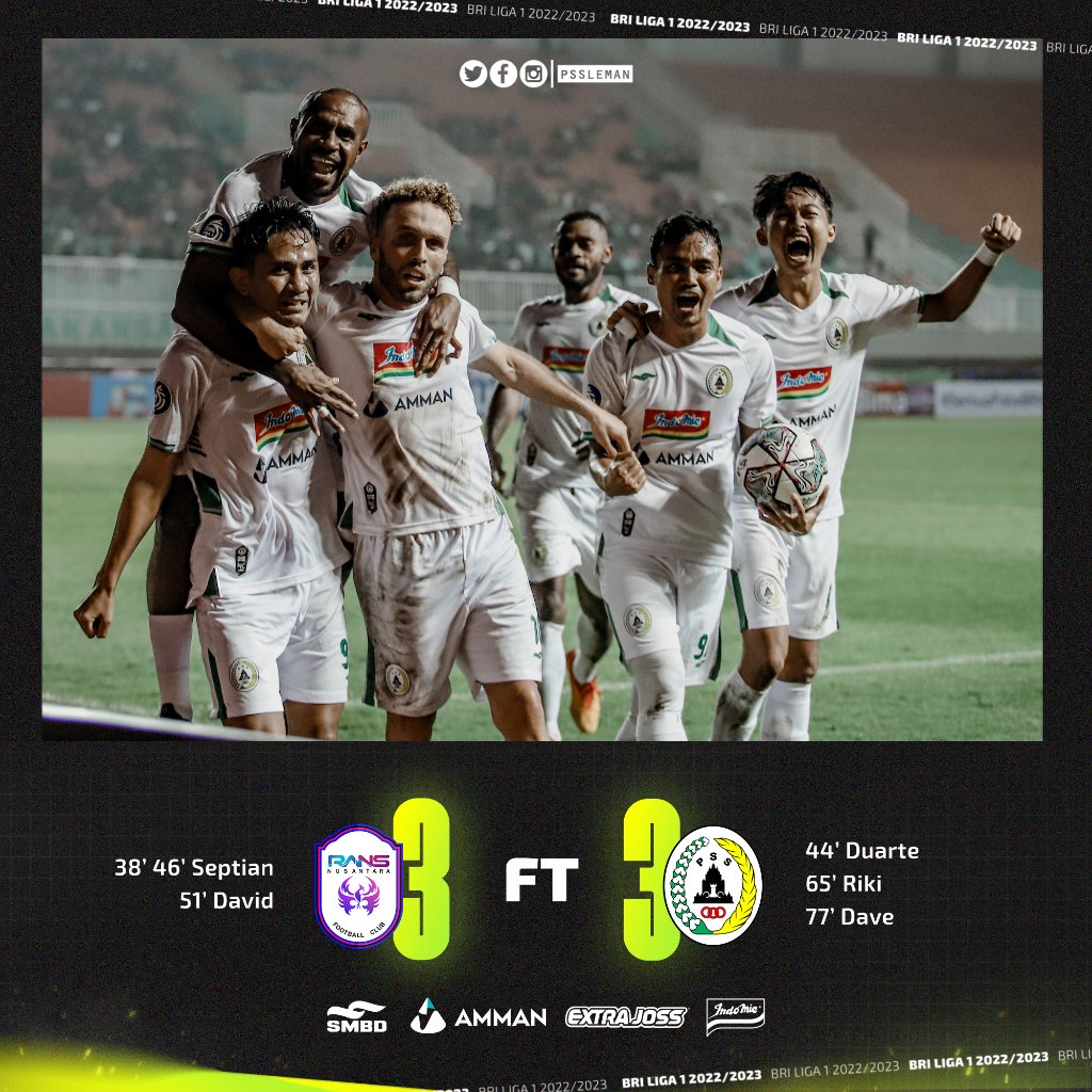 FT: RANS 3-3 PSS Sleman

#PSS #UnityForOurGlory #RANSvsPSS #PSSday