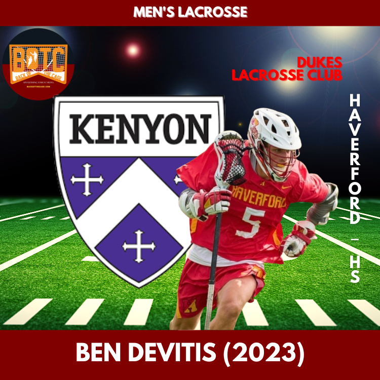 BackOfTheCage's tweet photo. .@CBLaxers Boys' Recruit: Ben Devitis of @TheDukesLC + @Fords_Lacrosse | PA 2023 | Midfield Commits to @KenyonCollege, Men's D3 @KenyonMensLax #D3 #EmbraceTheK #Lacrosse - https://t.co/GVOxyRbBF1 https://t.co/Ul6lMrHIdd