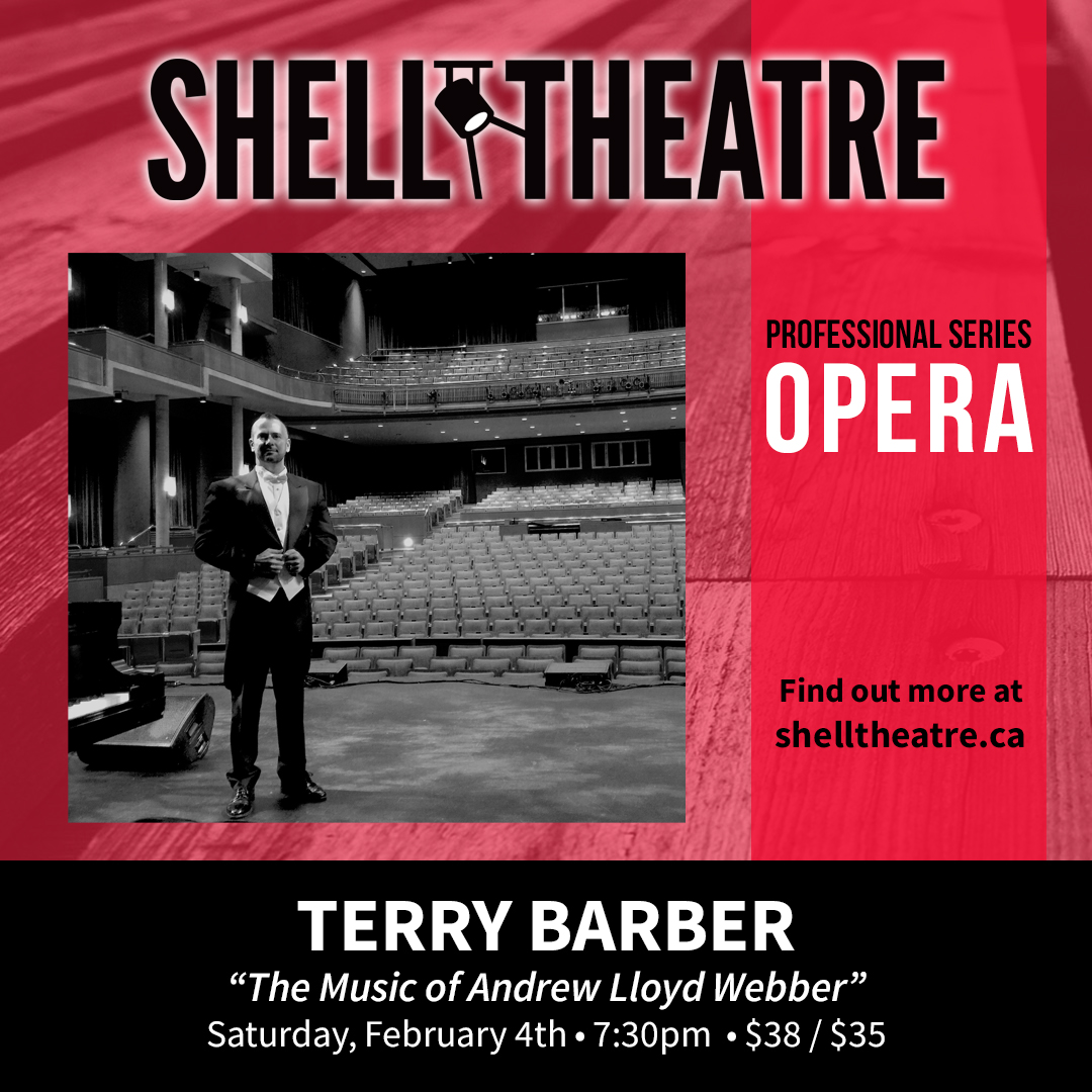 shelltheatre's tweet photo. SHOW ANNOUNCEMENT: Internationally acclaimed countertenor, @TerryBarber, brings Andrew Lloyd Webber's most beloved musicals to #fortsask in February! https://t.co/JTSAw67a0J