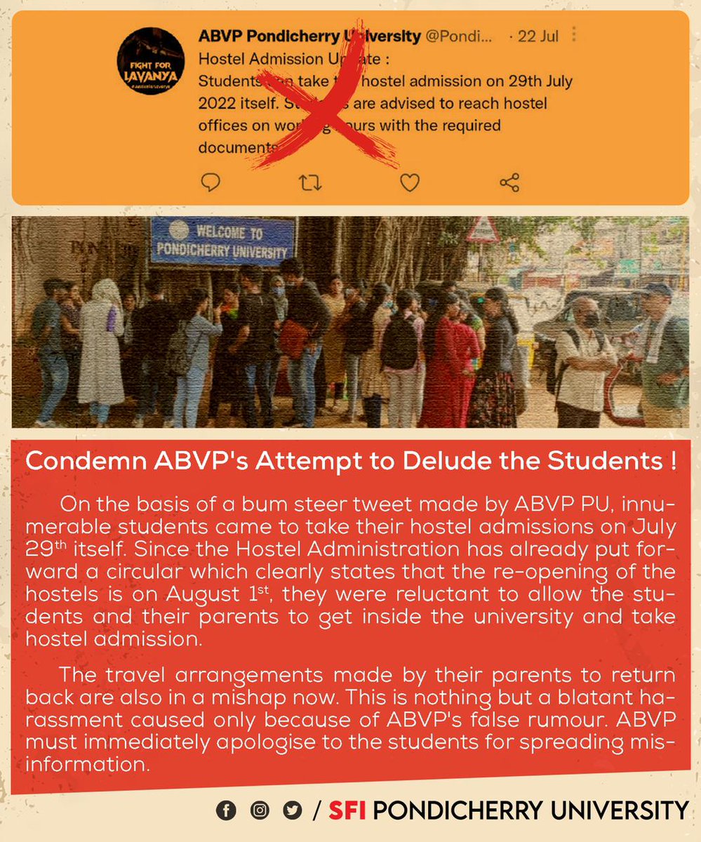 SDeeshith's tweet photo. Apologise to the students! @PondiUniABVP https://t.co/dcUfb4gjGg