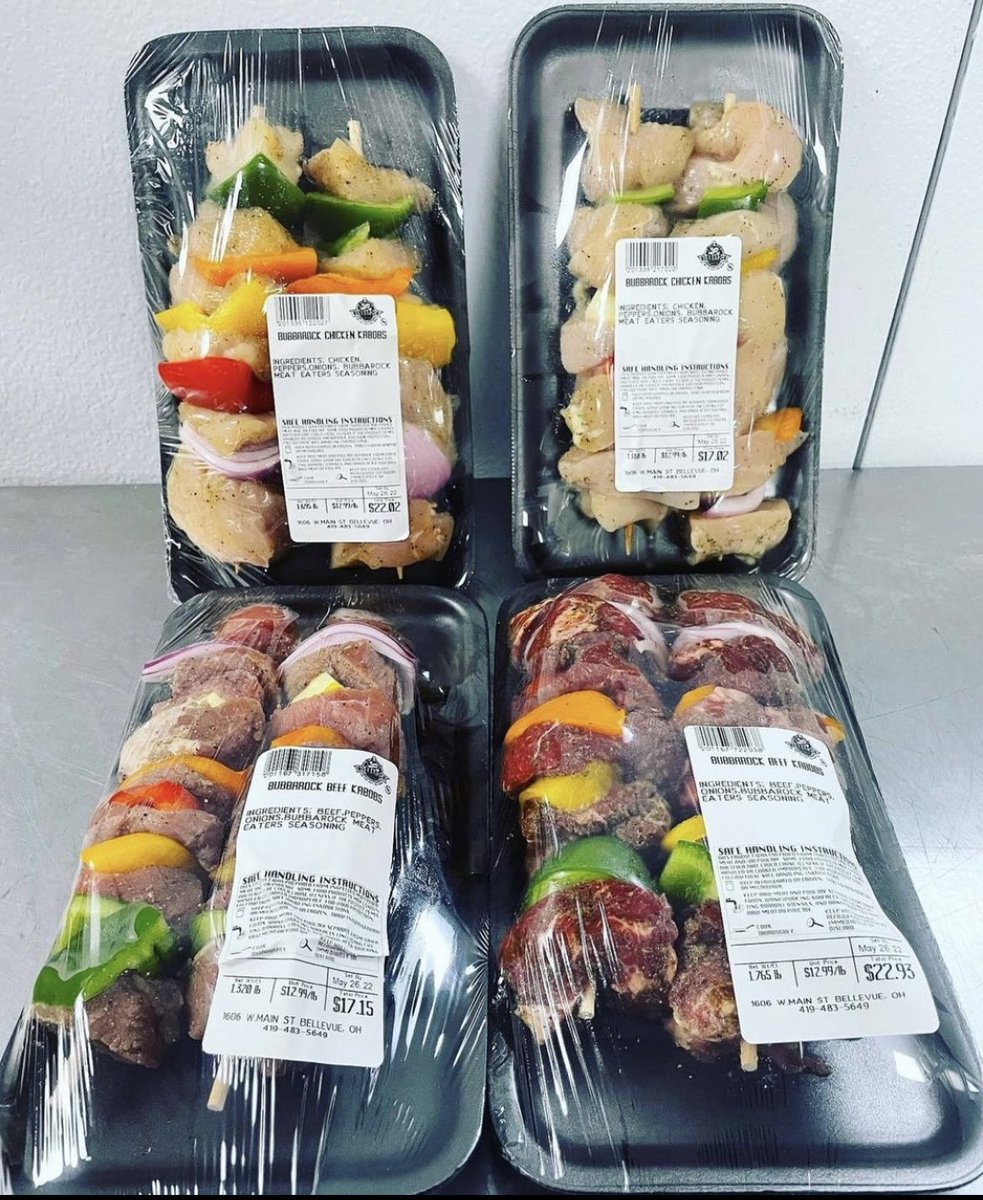 BubbaRock Shish-kabobs are the latest summertime Kraze! ☀️ 😎

Fridays &amp; Saturdays are the time to grab’m! 

They’re packaged up in twos, in either Chicken or Beef!  🐓 🥩 

Available NOW for $12.99/lb! 

⚠️ While Supplies Lasts ⚠️