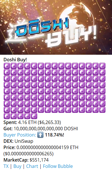 uilmase03's tweet photo. @cryptoskullx you can get a nice size bag for 2 eth in @Doshi_Token it will be 200eth soon !๐ฅฐ๐ฎ
#doshi #doshiArmy #doshitoken #doshiGO buy $doshi on #Uniswap #ETH https://t.co/3vdUMqgYPE