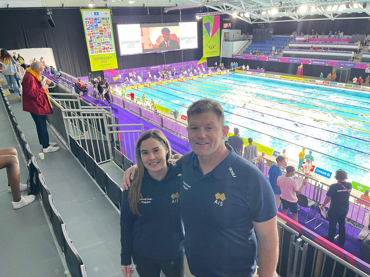 KableKelleway's tweet photo. Day 1 at @theAIS #ElevateCoachStudyTour. Peer-2-Peer learning at the Rugby 7s, Swimming &amp; Triathlon including bumping into @sportaustralia CEO. Plus a trip to St George’s Park https://t.co/VvNeia41Vx