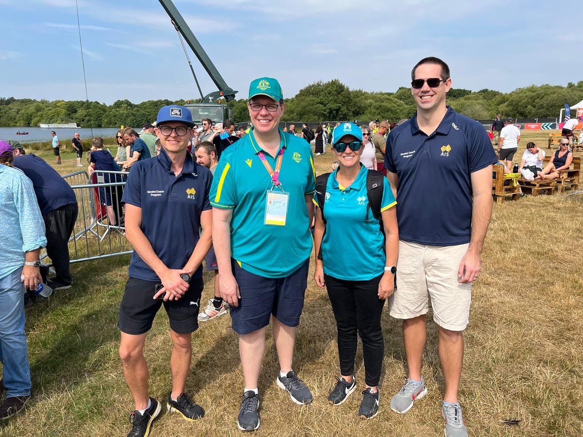 KableKelleway's tweet photo. Day 1 at @theAIS #ElevateCoachStudyTour. Peer-2-Peer learning at the Rugby 7s, Swimming &amp; Triathlon including bumping into @sportaustralia CEO. Plus a trip to St George’s Park https://t.co/VvNeia41Vx