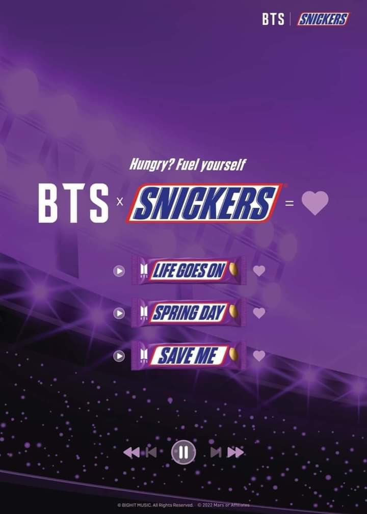 wangteaco's tweet photo. the fact that most of us been here on twitter all day but still missed this bts x snickers. https://t.co/BKEcZXIZGl