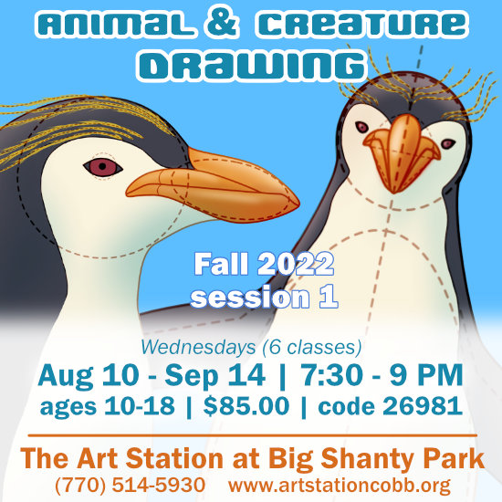 ArtStationCobb's tweet photo. Learn how to draw creative and fantastical creatures in our Animal &amp; Creature Drawing class!

Register today by visiting https://t.co/XmdtvQ3Bkb or give us a call at 770-514-5930. #cobbparks #cobbculturalaffairs #arts #animaldesign #creaturedesign #conceptart https://t.co/shqjOKBw4V