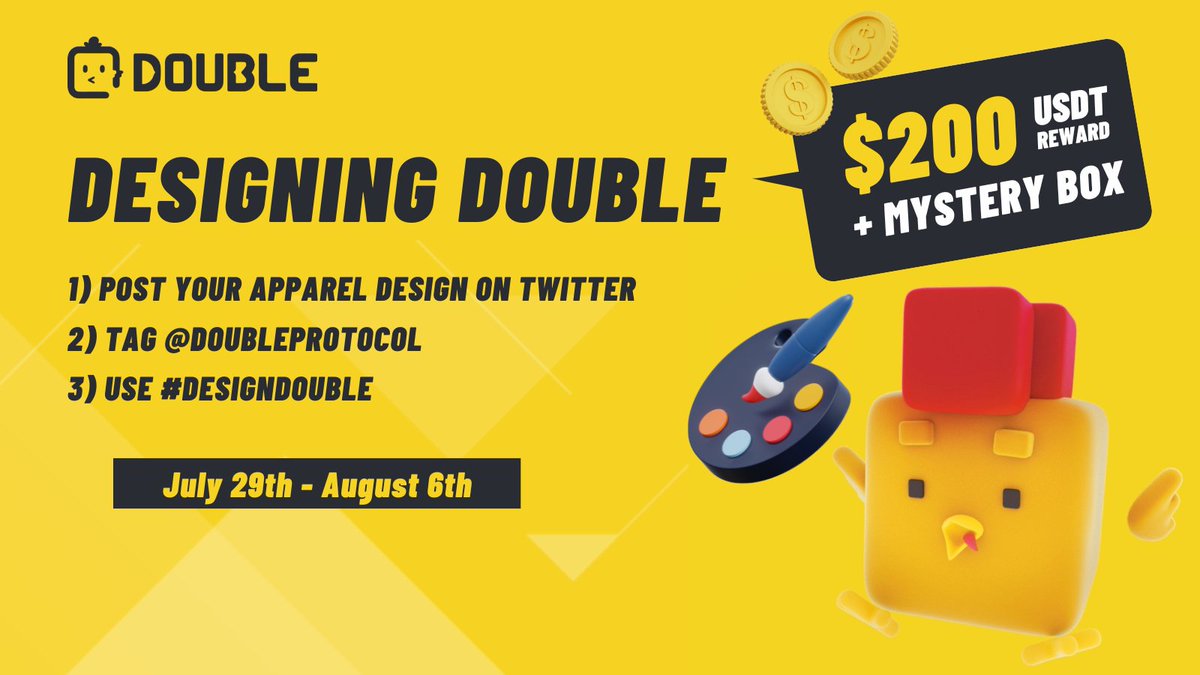 DESIGNING DOUBLE 🖌👕

Doublers, we want to see your creative skills! For a chance to win up to $200 we want you to design your best Double merch!

Using the logos below, design a T-shirt for our Double team!

Tag us and use hashtag #designdouble to enter!
bit.ly/DoubleLOGO