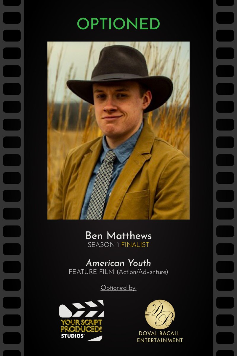 Script_Produced's tweet image. Recognizing the talented #YSPseason1 Finalist Ben Matthews for the Action/Adventure Feature Film "American Youth."
#GotScript? Season 3 Deadline Approaching August 31, 2022
***
Learn More and Submit at YourScriptProducedStudios.com
#YourScriptProduced